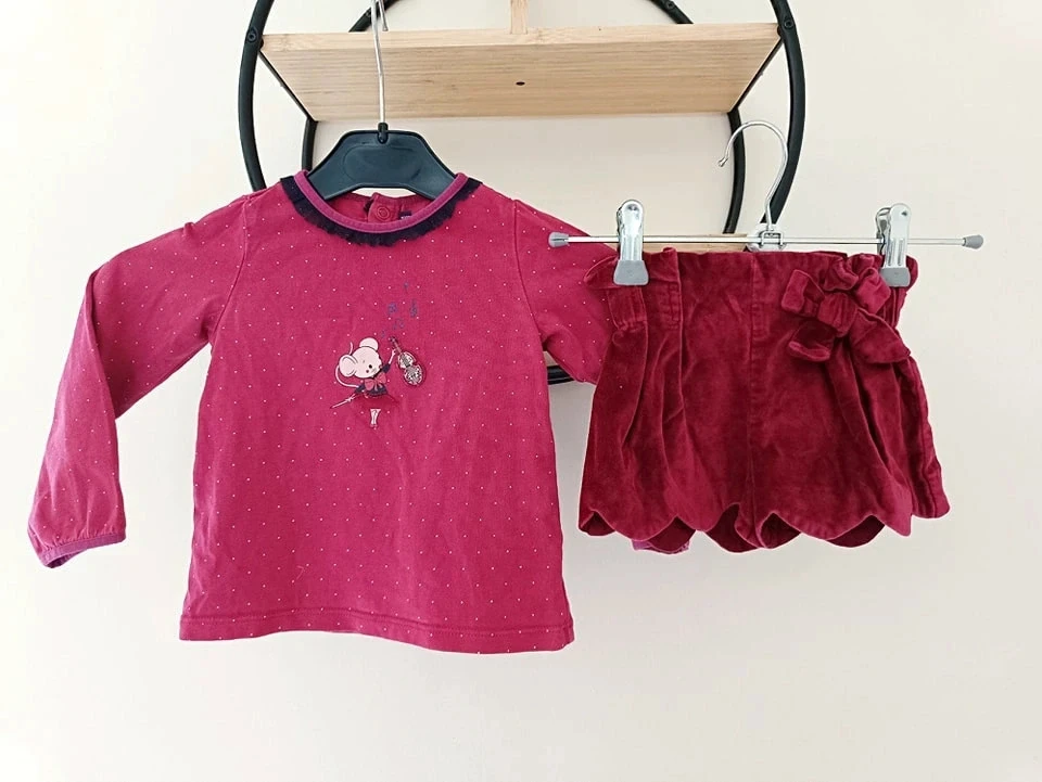 23-24 mois 2 ans ensemble teeshirt sergent major et short hiver Vertbaudet 86 cm